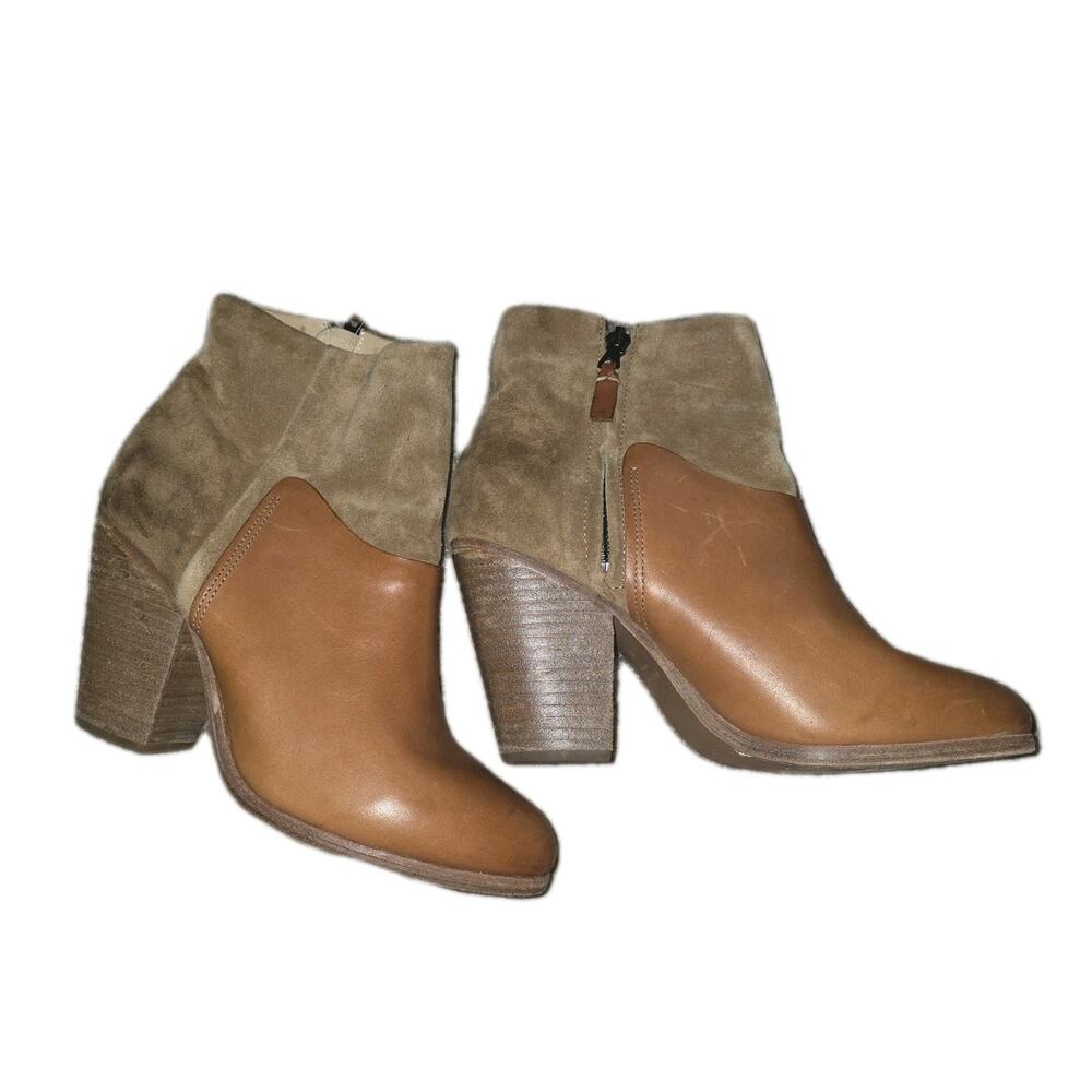 Rag & Bone Carmel Leather And Suede Heeled‎ Booties Sz 39